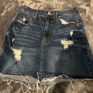 high rise aero jean skirt.